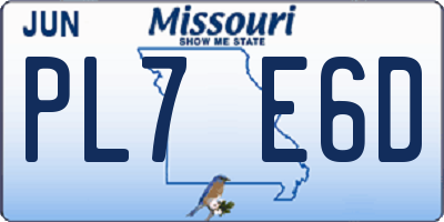 MO license plate PL7E6D