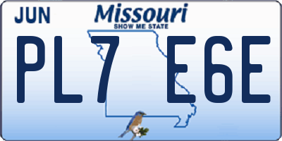 MO license plate PL7E6E