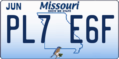 MO license plate PL7E6F