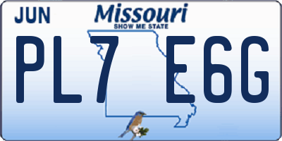 MO license plate PL7E6G