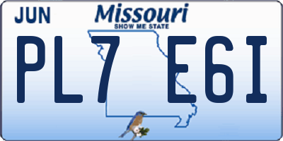 MO license plate PL7E6I