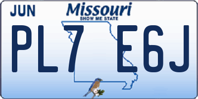 MO license plate PL7E6J