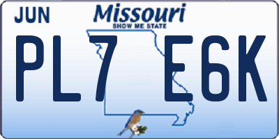 MO license plate PL7E6K