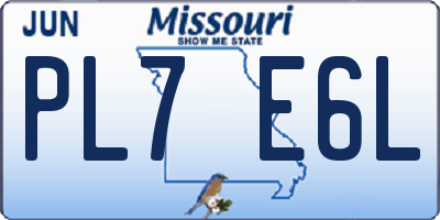 MO license plate PL7E6L