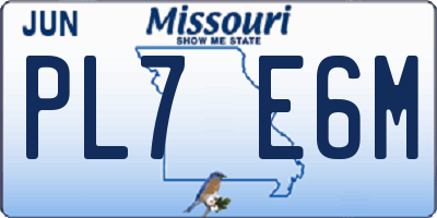 MO license plate PL7E6M