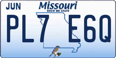 MO license plate PL7E6Q