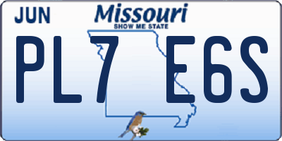 MO license plate PL7E6S