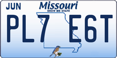 MO license plate PL7E6T