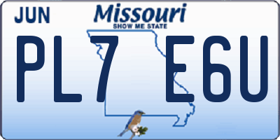 MO license plate PL7E6U