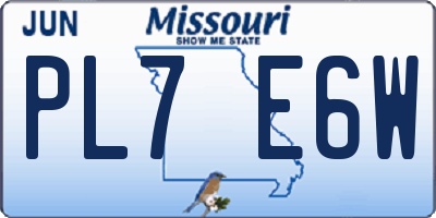 MO license plate PL7E6W
