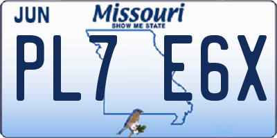 MO license plate PL7E6X