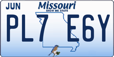 MO license plate PL7E6Y