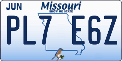 MO license plate PL7E6Z