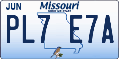 MO license plate PL7E7A