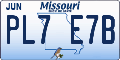 MO license plate PL7E7B