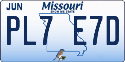 MO license plate PL7E7D