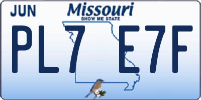 MO license plate PL7E7F