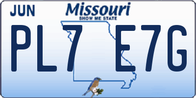 MO license plate PL7E7G