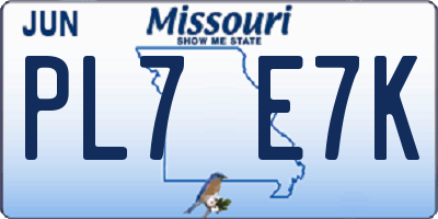 MO license plate PL7E7K