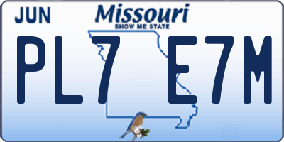 MO license plate PL7E7M