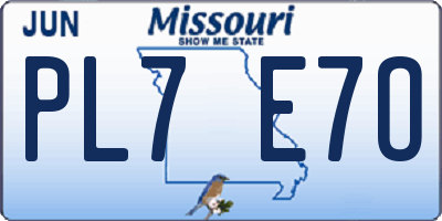 MO license plate PL7E7O