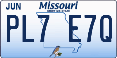 MO license plate PL7E7Q