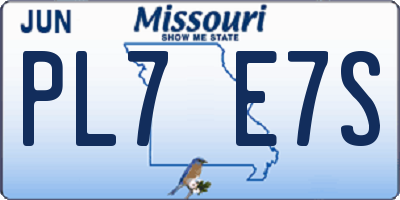 MO license plate PL7E7S