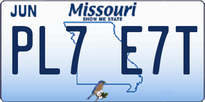 MO license plate PL7E7T