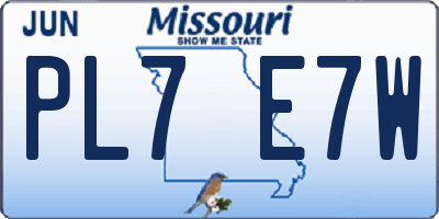 MO license plate PL7E7W