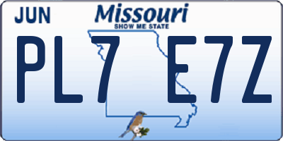 MO license plate PL7E7Z