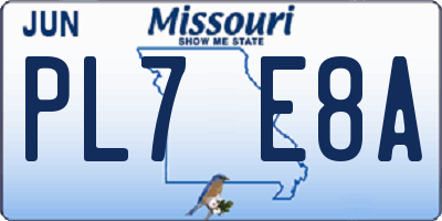 MO license plate PL7E8A