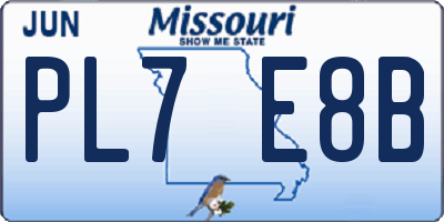 MO license plate PL7E8B