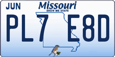MO license plate PL7E8D