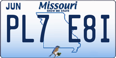 MO license plate PL7E8I
