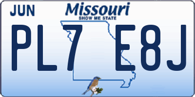 MO license plate PL7E8J