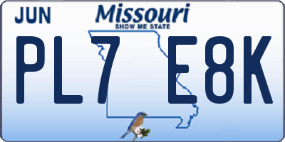 MO license plate PL7E8K
