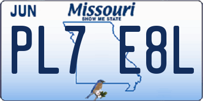 MO license plate PL7E8L