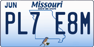 MO license plate PL7E8M