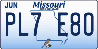 MO license plate PL7E8O