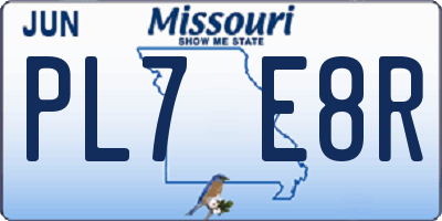 MO license plate PL7E8R