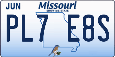 MO license plate PL7E8S