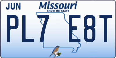 MO license plate PL7E8T