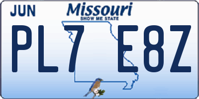MO license plate PL7E8Z