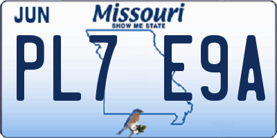 MO license plate PL7E9A