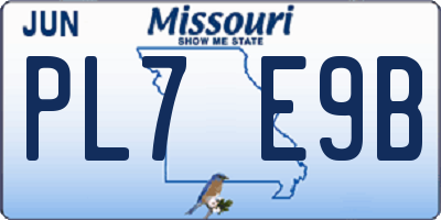 MO license plate PL7E9B