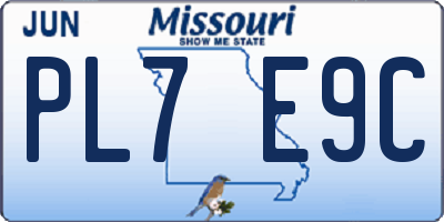 MO license plate PL7E9C
