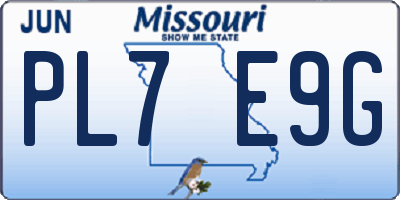 MO license plate PL7E9G