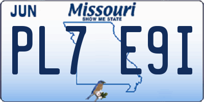 MO license plate PL7E9I