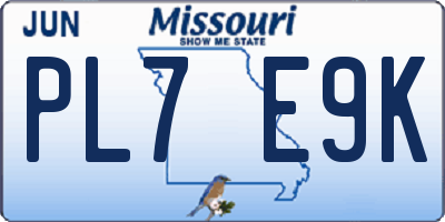 MO license plate PL7E9K