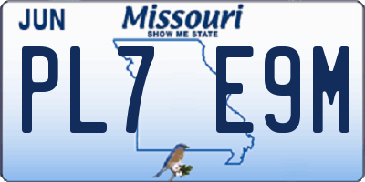 MO license plate PL7E9M